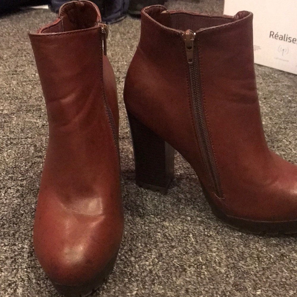 Burgundy booties
